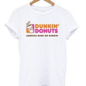Dunkin Donuts America Runs On Dunkin Coffee Lover Graphic Humor Statement Shirt